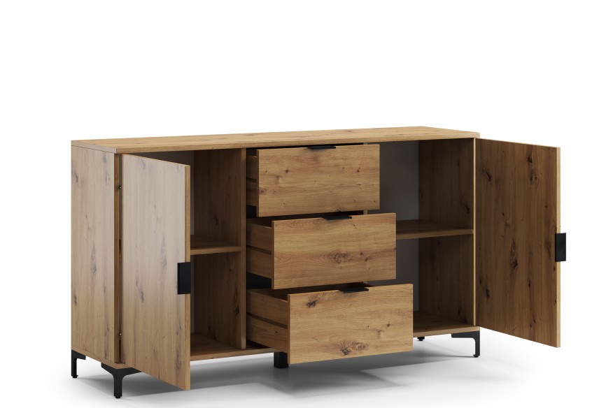 Komoda LANA K-150S Dub Artisan – STOJACÍ SKŘÍŇ 2DVEŘOVÁ SE ZÁSUVKAMI